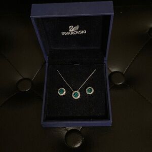 Swarovski Green Pendant and earrings